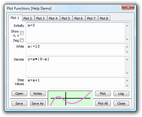 Data entry for function plotting