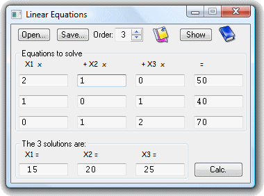 Solve simultaneous linear equations with UltimaCalc.